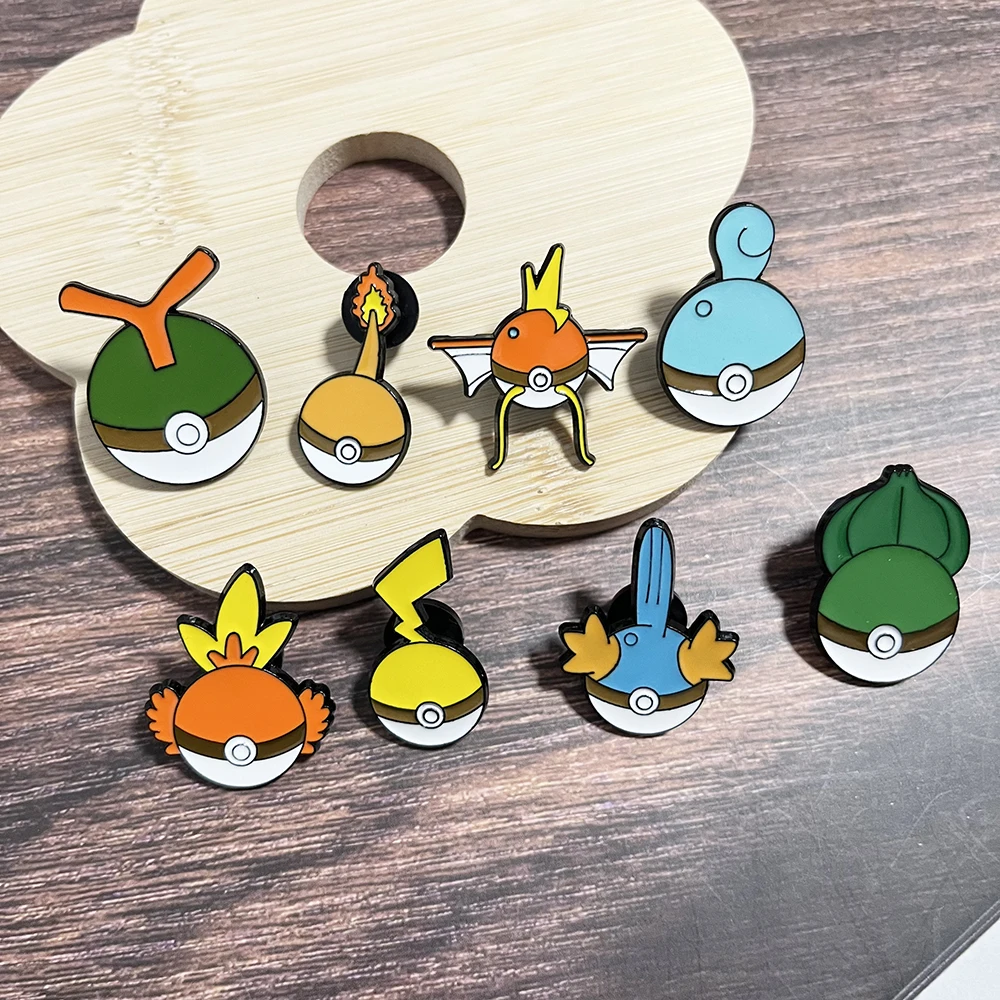 8Pcs/Set Pokemon Cartoon Anime Enamel Brooch Set Cute Animal Metal Lapel Pins Funny Cosplay Jewelry Accessories Gift for Friends - view 6