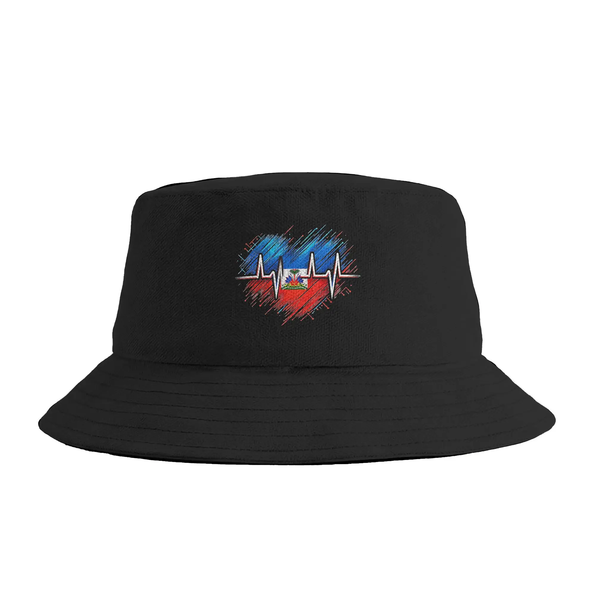 Unisex Haitian Flag Day Love Haiti Bucket Hat  Portable Fish