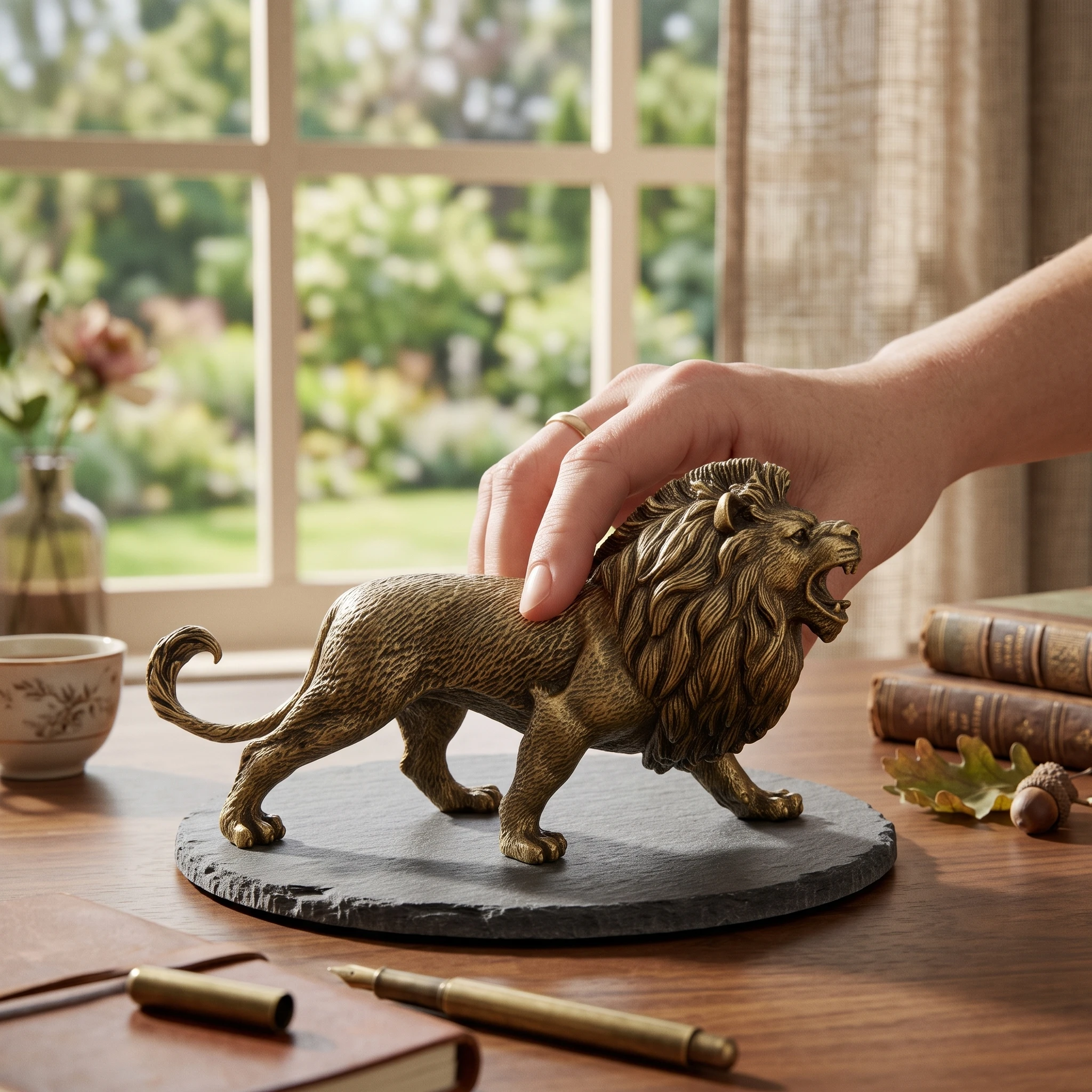 

Lion Figurine Vintage Lion Statue Desktop Ornament Miniature Tabletop Figurine Traditional for Collectors, Desk, Display Shelf