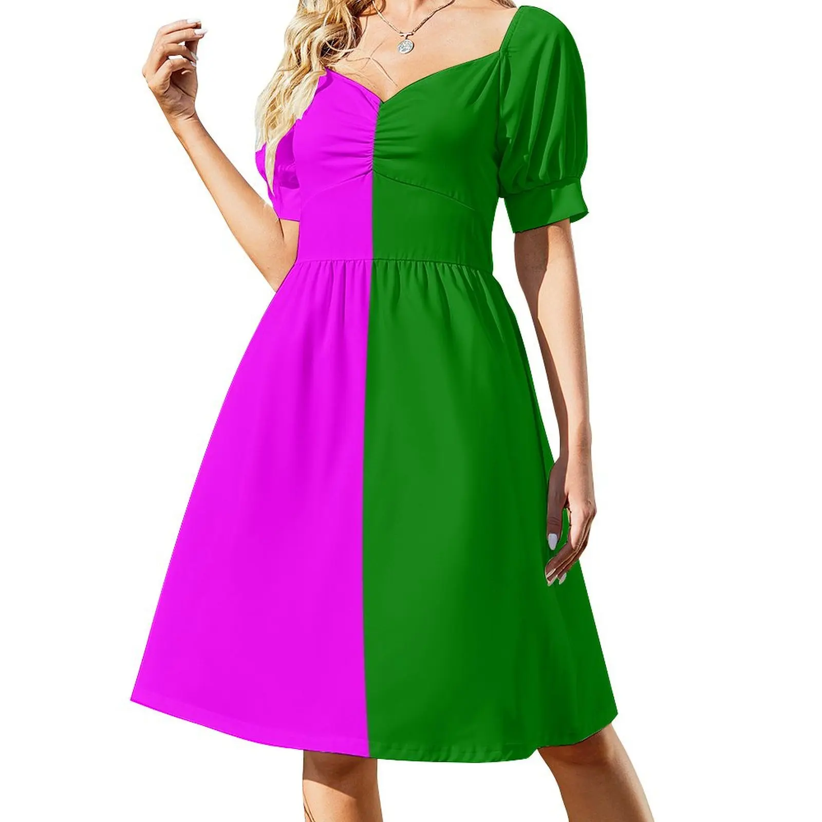 

Green and Pink Short Sleeved Dress Women's summer skirt women formal occasion dresses Dress