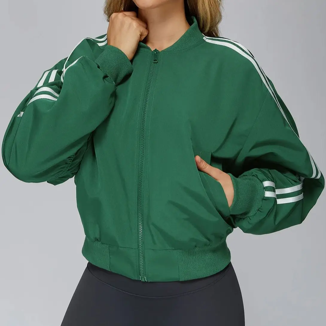 Outdoor Autumn Winter Women's Cross border Loose Cotton Jacket Pocket Zipper Warm Sports Jacket Mountaineering Running Top Women