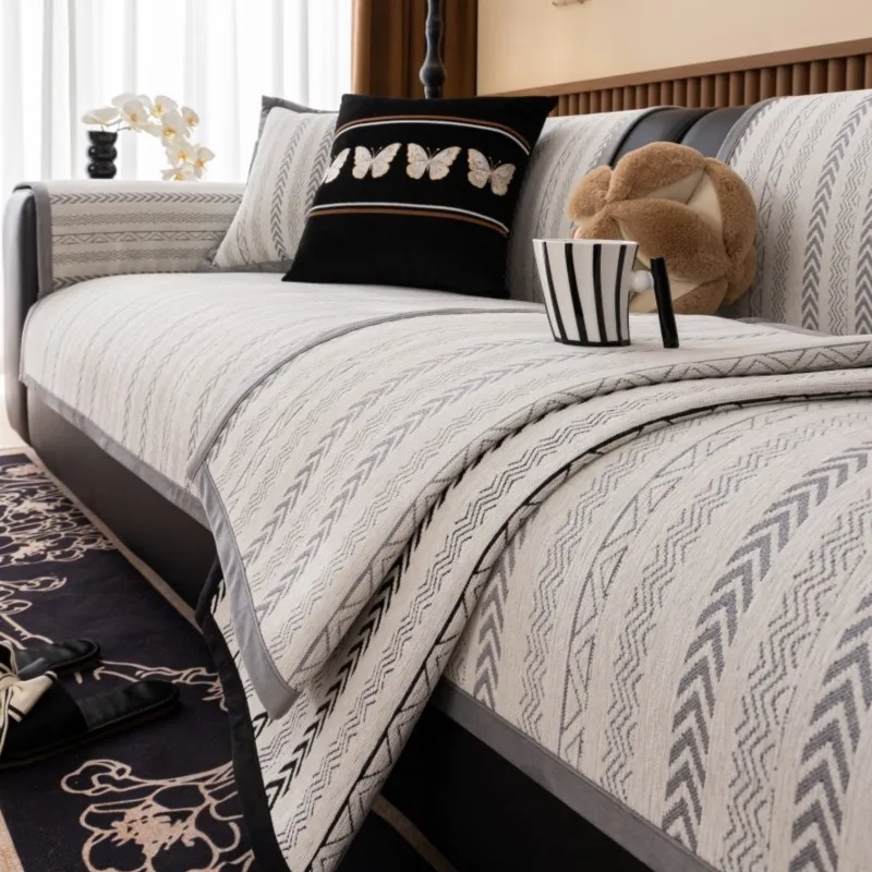 شوباكفير 2025 جديد الشنيل كل موسم خط أريكة العالمي الصلبة أريكة حصيرة وسادة مسند الذراع غرفة المعيشة الأريكة الغلاف أريكة كيس وسادة