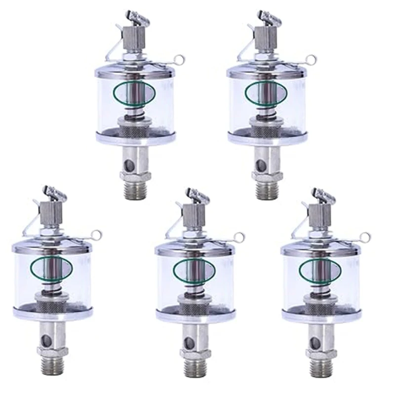 5PCS 50ML Engine Oil Gravity Drip Injectors, Needle Valve Oil Cups, Glass Oil Cups, Machine Tool Oil Cups Easy To Use