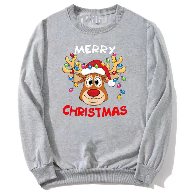 Frohe Weihnachten Rentier Weihnachten Familie Männer Frauen Pullower Sweatshirt niedlichen Langarm T-Shirt Mode Baumwolle Pullover Weihnachts kostüm – Detail 4