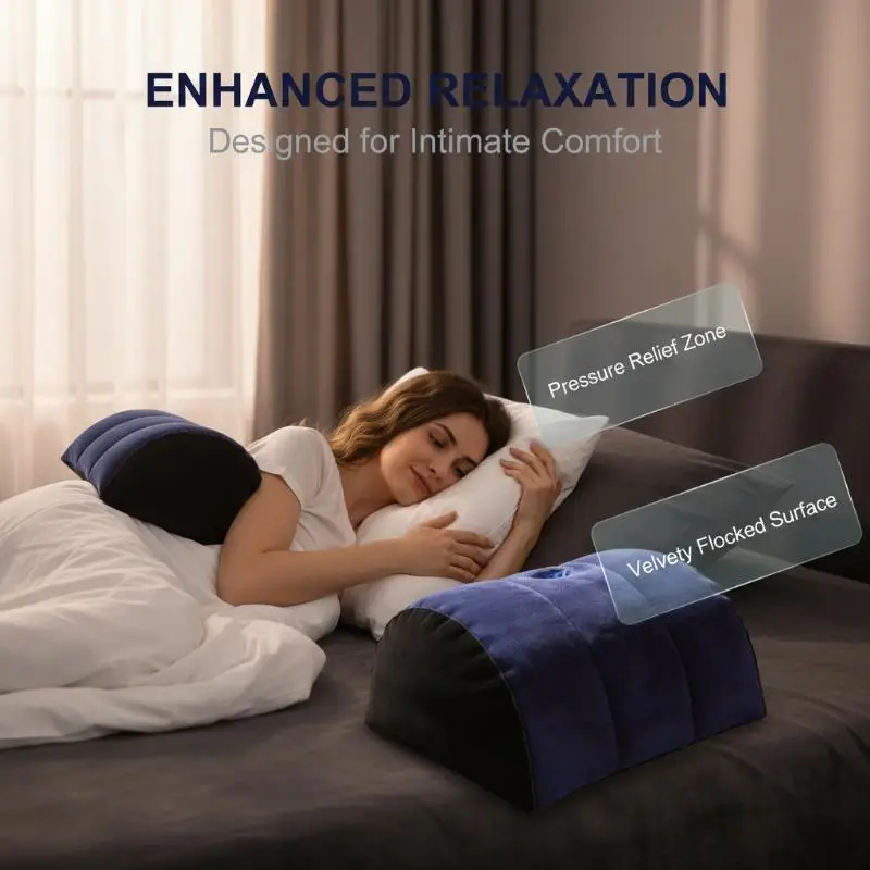 Inflatable Half Moon Leg Support Pillow Air Filled Wedge Cushion for Pregnancy Sleeping Back Pain Relief