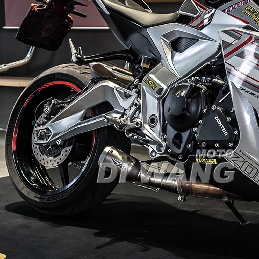 For ZONTES 703RR Motorcycles Exhaust Pipe Modification with Stainless Steel and Carbon Fiber Mid-section Tailpipe Custom