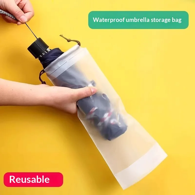 

10 pc Waterproof Car Umbrella Holder, Drawstring Plastic Storage Bag for Wet Umbrellas, Foldable Pouch for Vehicle Travel