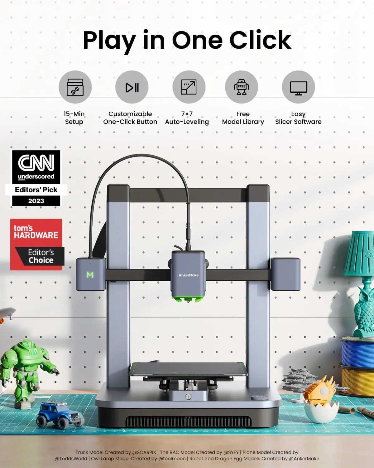 AnkerMake M5C 3D Printer, 500 mm/s High-Speed Printing, All-Metal Hotend, Supports 300℃ Printing, Control via Multi-Device,