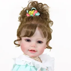 Ying Huan Mei Toddler Girl, Vinyle souple complet, Peau peinte en 3D, Veines visibles avec cheveux enracinés, Cadeau de Noël, 22 po