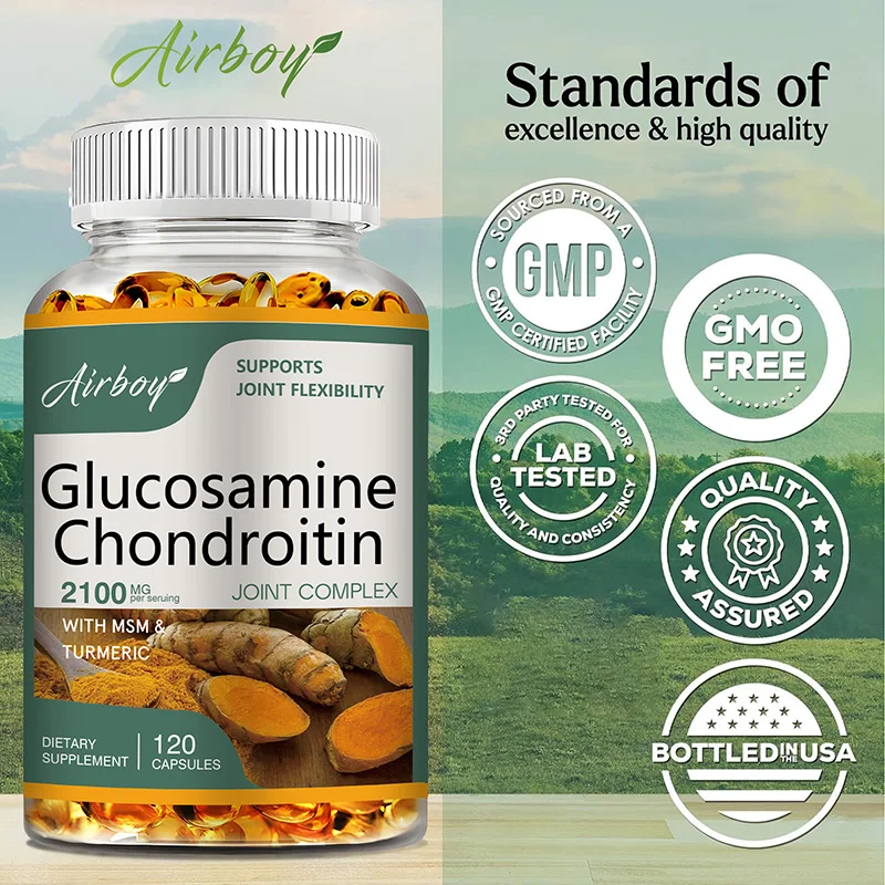 Glucosamine Chondroitin - for Joint and Knee Health,  Bone and Cartilage Health- Non-GMO, Gluten-Free