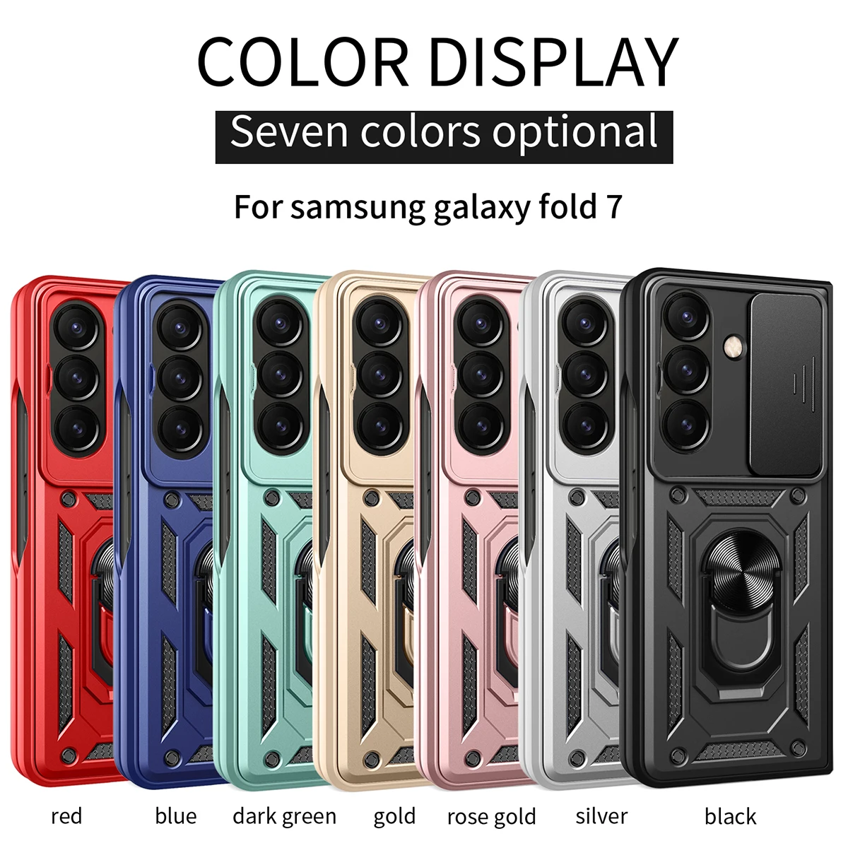 

Case For Samsung Galaxy Z Fold 7 6 5 Degree Ring Bracket Slide Lens Camera Duty Armor Rugged Military Grade Cover