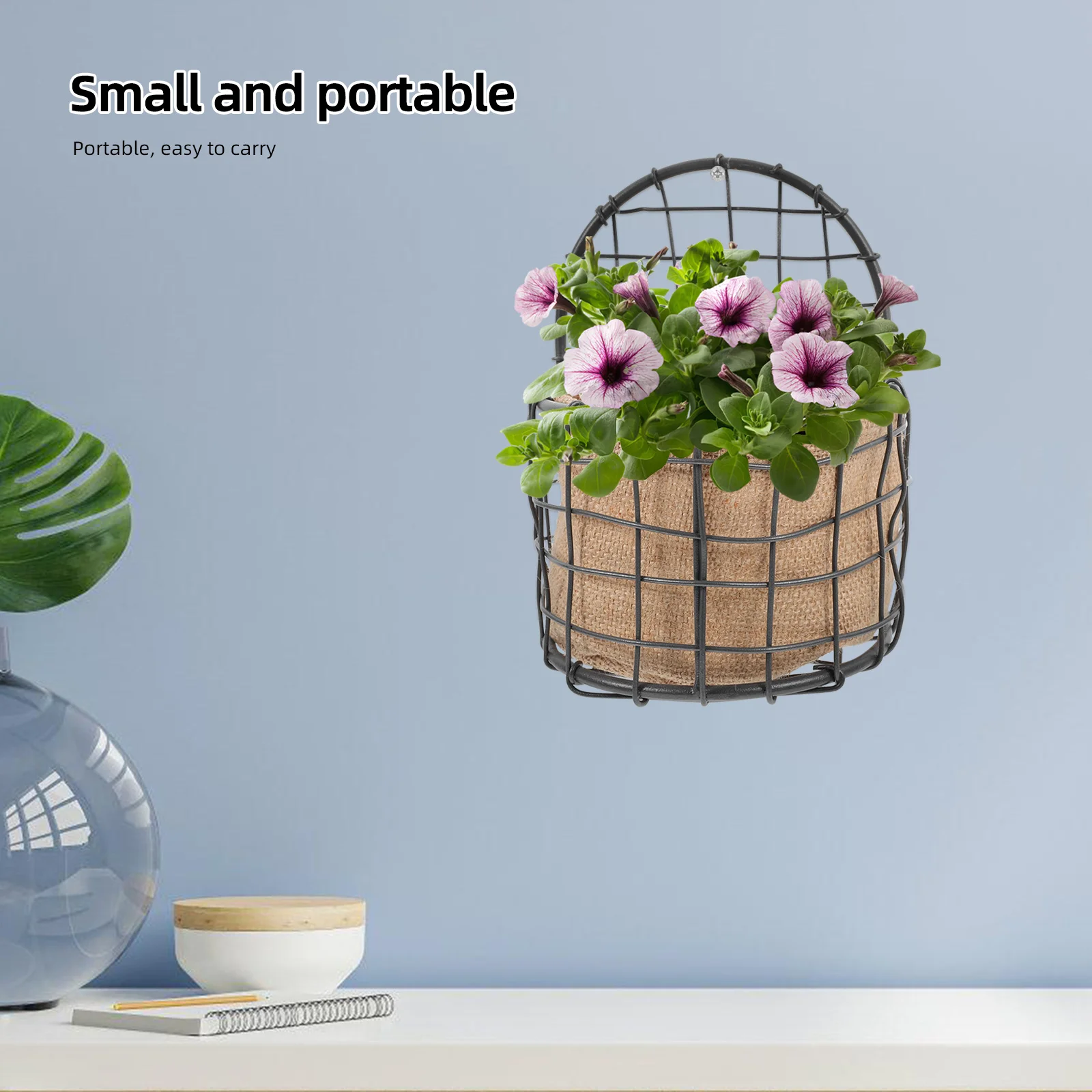 

Hanging Iron Hollowed Flower Basket Wall Hanging Storage Holder Decorative Basket Wall Decor Flower Planter for Home Kitchen