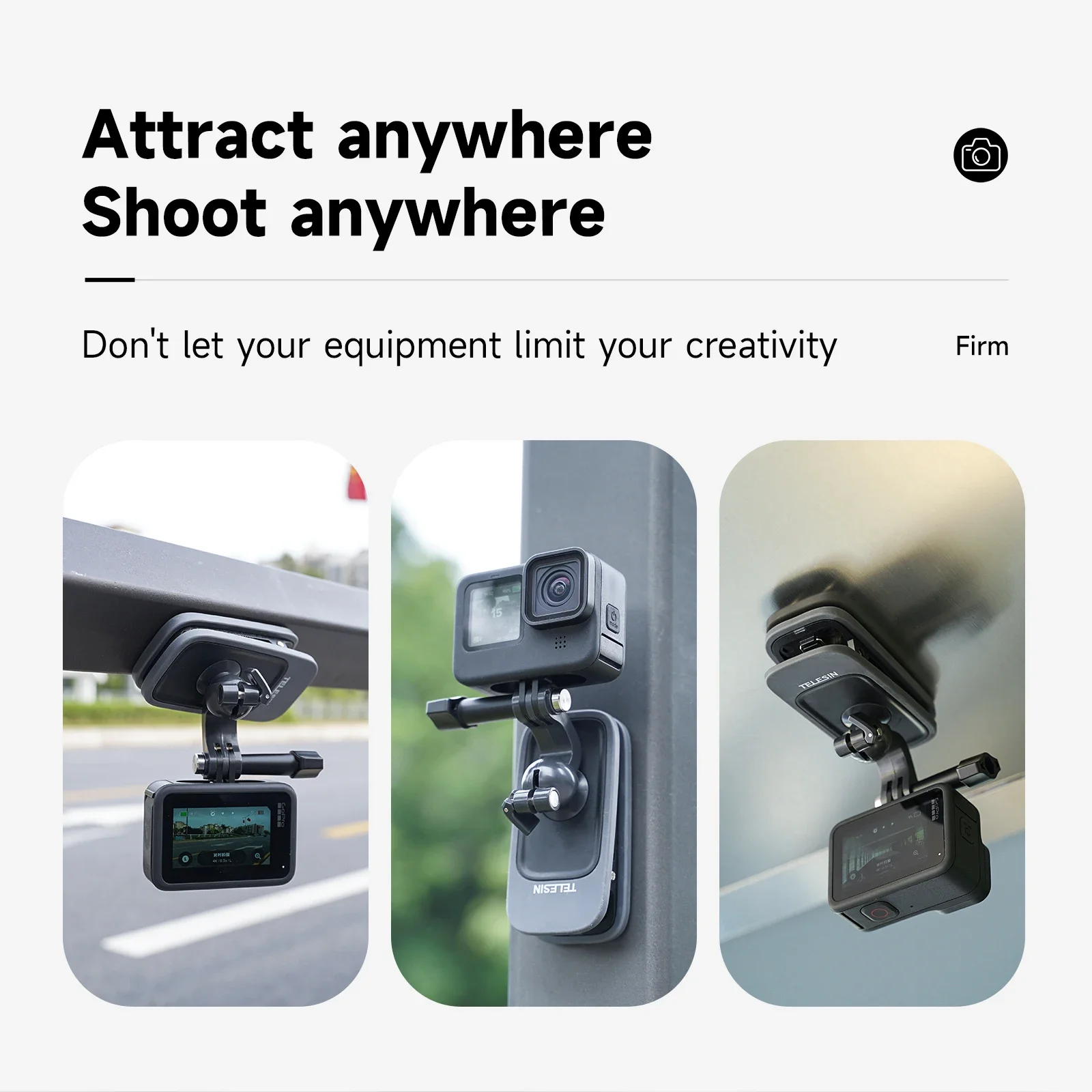 TELESIN Magnetic Swivel Clip for GoPro Hero 13 12 11 10 9 8 7 Insta360 DJI Action 5 4 3 Magnetic Base 360 Rotation Backpack Clip
