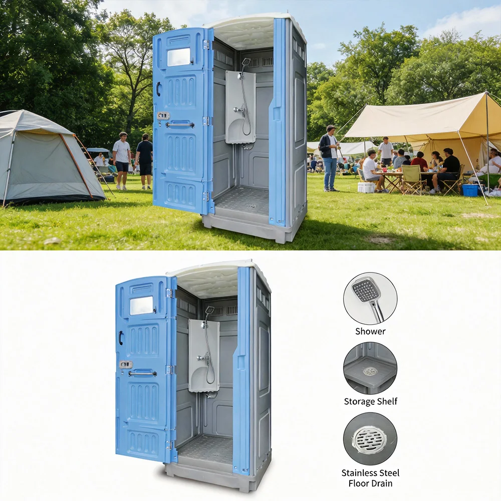 Sustainable Plastic Outdoor Quick Setup Portable Bathroom Unit Shower Movable Toilets Prefab Washroom for Events Camping