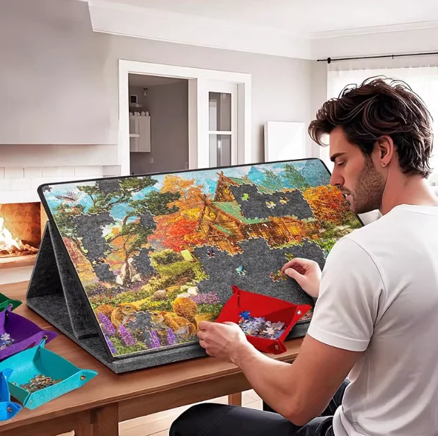 

Вертикальный и горизонтальный войлочный коврик-пазл для стола, рабочая поверхность с ящиками, портативный, цветной.