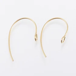 10pc Ion Plating(IP) 304 Stainless Steel Earring Hooks Ear Wire with Vertical Loop Golden 25x14x4mm Hole: 3mm Pin: 0.7mm