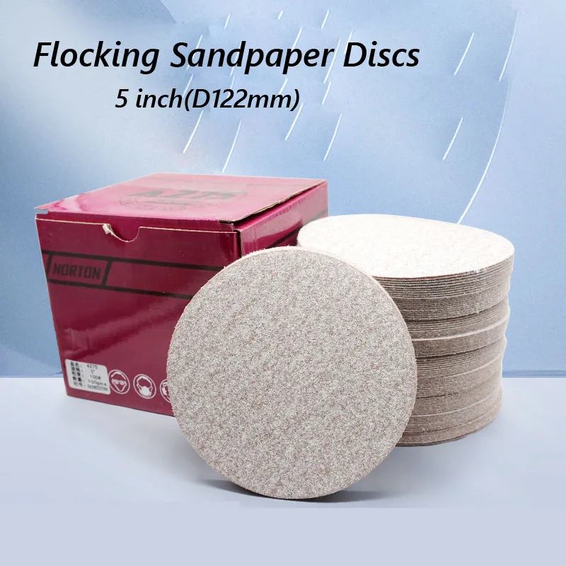

100 шт. 5 дюймов/125 мм A275 флокирующийся диск наждачная бумага для полировки мебели наждачная бумага задняя клейкая флокированная абразивная диска зернистость 80 ~ 1500 #
