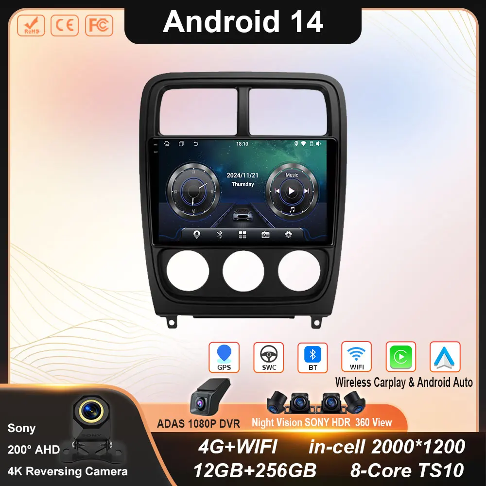 

Car Radio For Dodge Caliber PM 2009 - 2013 Android Auto BT Carplay GPS Navigation Multimedia Video Player Stereo 4G No 2din DVD