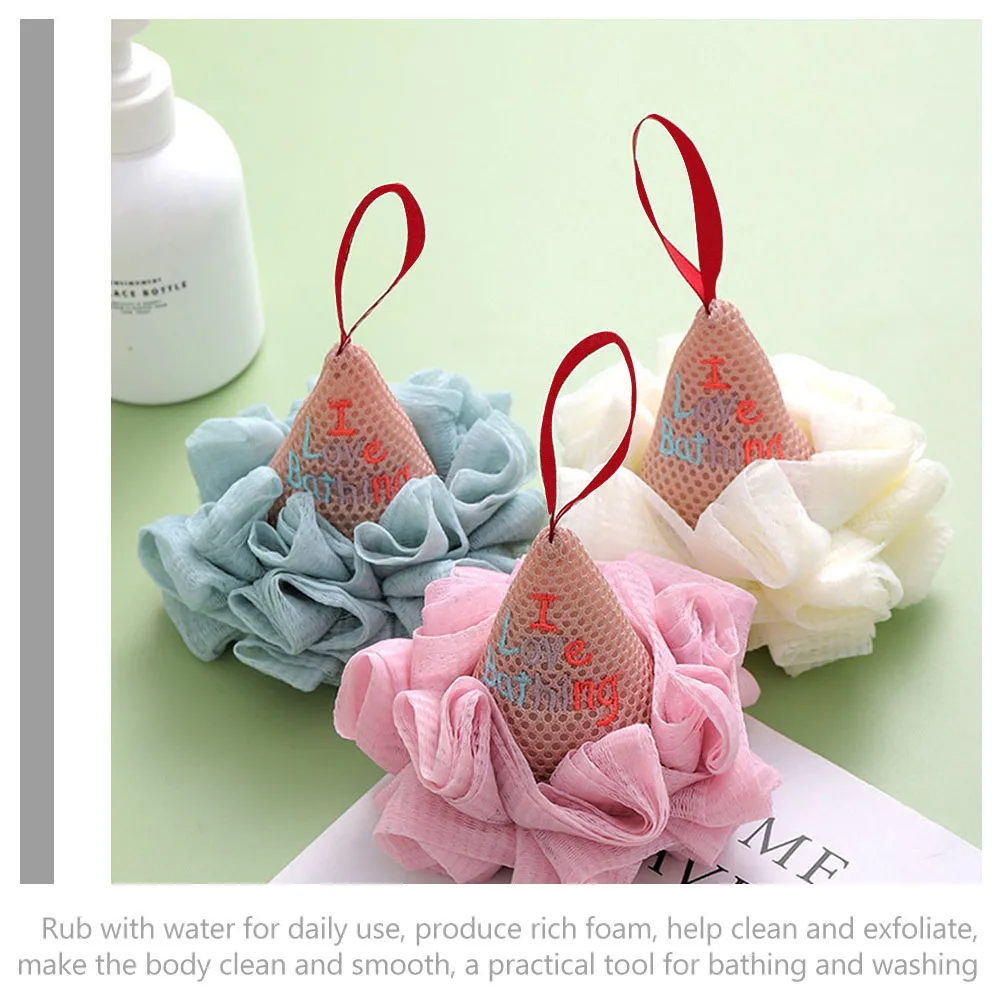 

2Pcs Ice Cream Shape Shower Loofah High Grade Nylon Exfoliating Bath Sponge Body Scrubber Soft Mesh Shower Ball Bath Accessories
