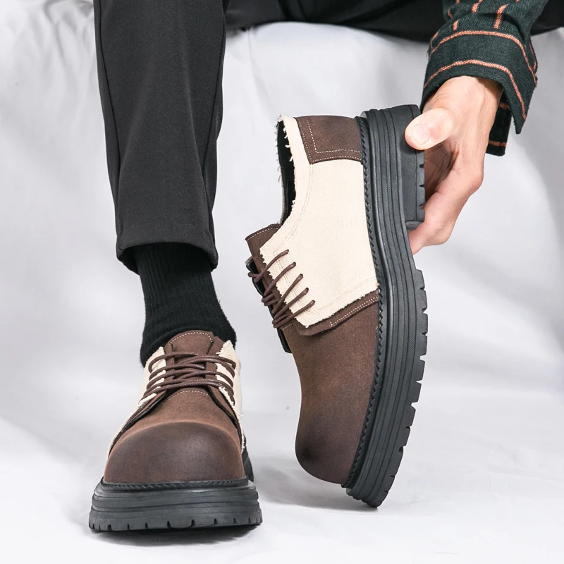 

Fashionable Derby Shoes Men Casual Fashion Versatile Leather Shoes Men European Outdoor Travel Exploration Oxford Shoes 38-45