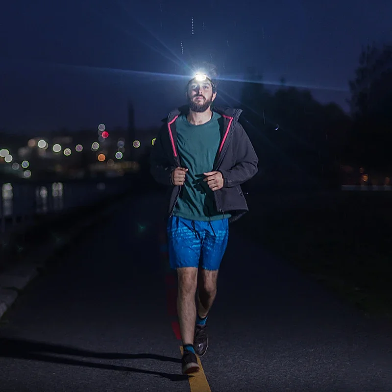 Sterke lichtsensor koplamp Oplaadbaar 6 verlichtingsmodi Draagbare koplamp voor buitenvissen Camping Hardlopen Werkzaklamp