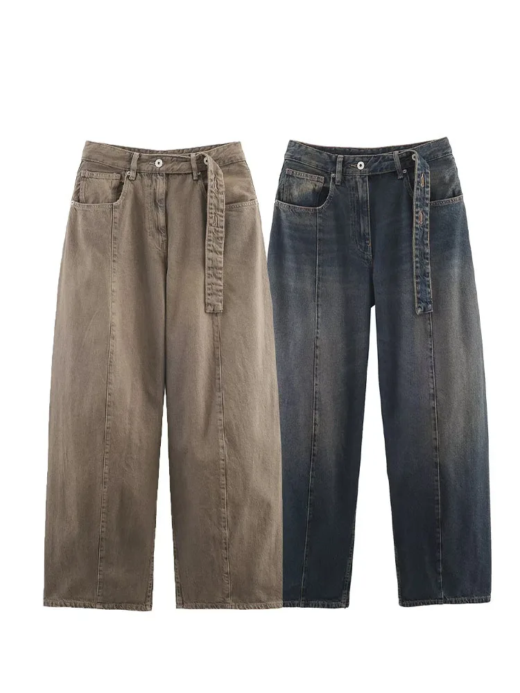 

HH женские весенние универсальные свободные пояса с украшением прямого типа на молнии с низкой талией джинсовые брюки женские повседневные джинсы в уличном стиле