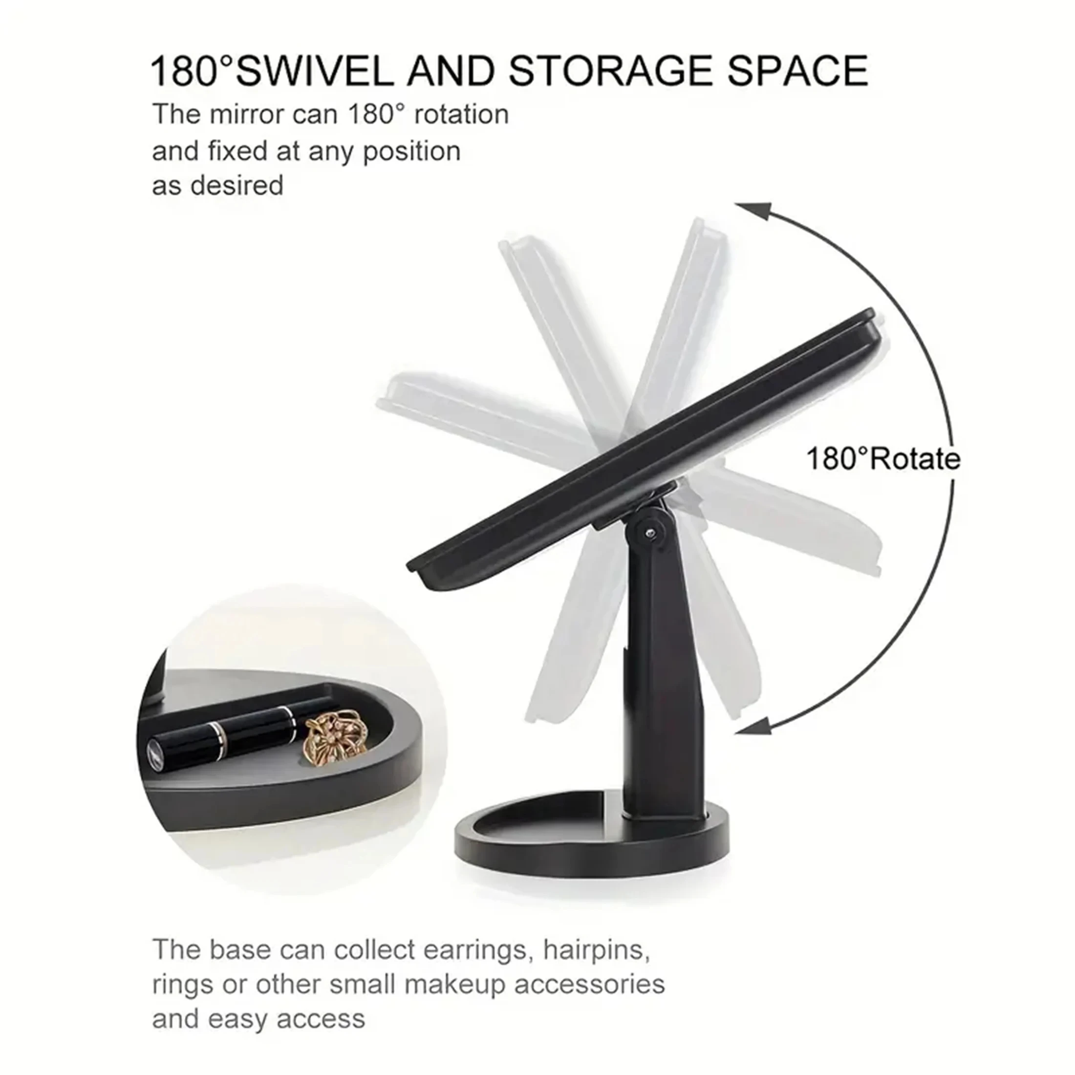 1PC-LED desktop makeup mirror, night light touch sensitive design, 360 degree rotating storage, creating a perfect makeup look