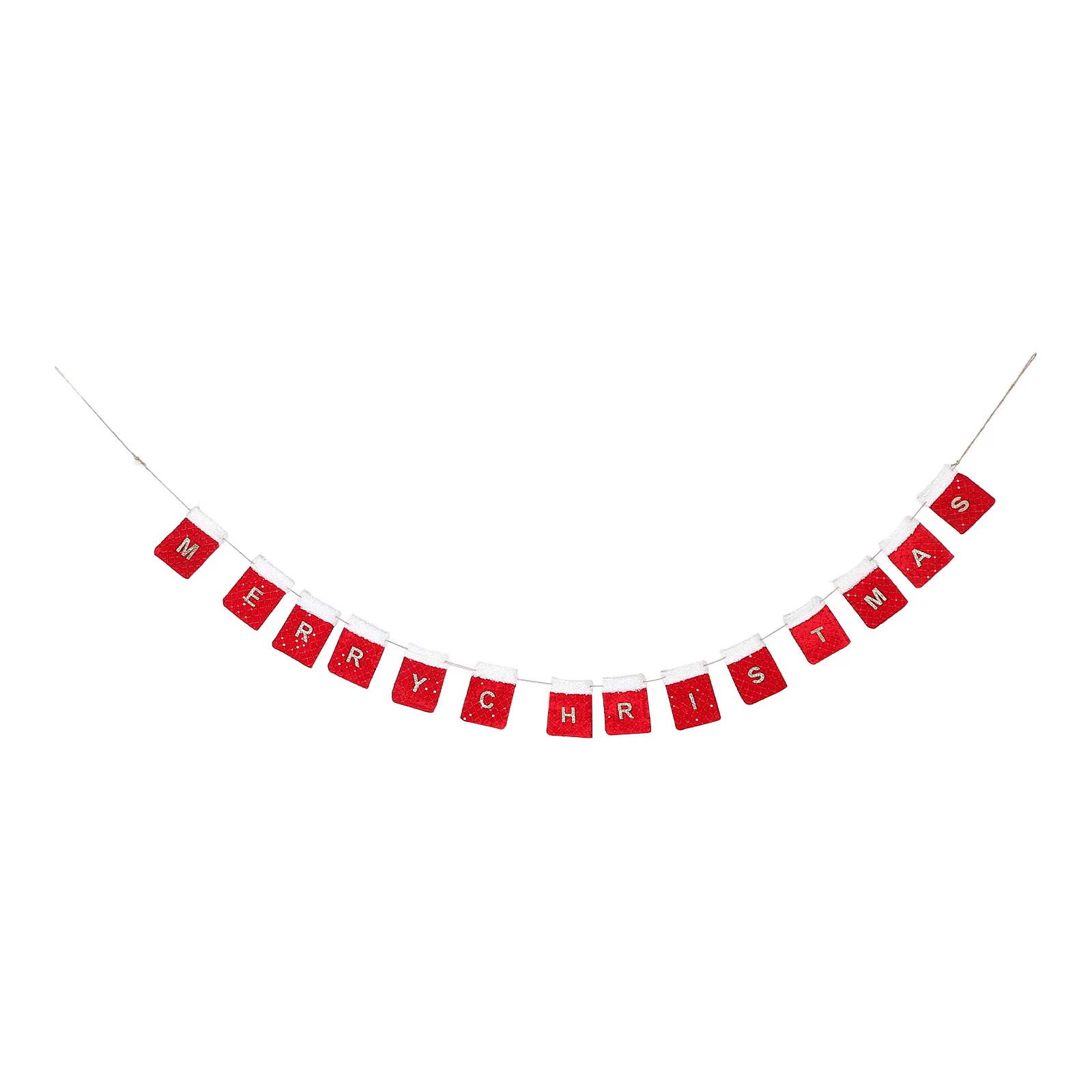 

Christmas Banner Fabric Background Wall Decoration Soft Letter Pocket Bunting Easy Hang Holiday Decor for Home Office Christmas