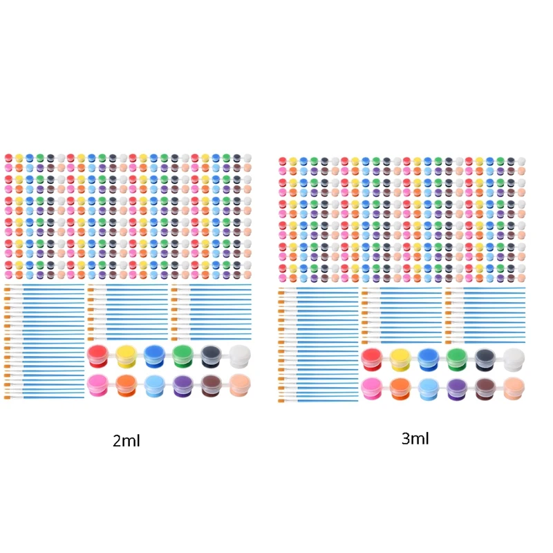 

336 шт. Мини-набор акриловых красок, 24 набора, 12 цветов, полоски акриловых красок, 48 шт., кисти для рисования для детей и взрослых, прочные (3 мл)