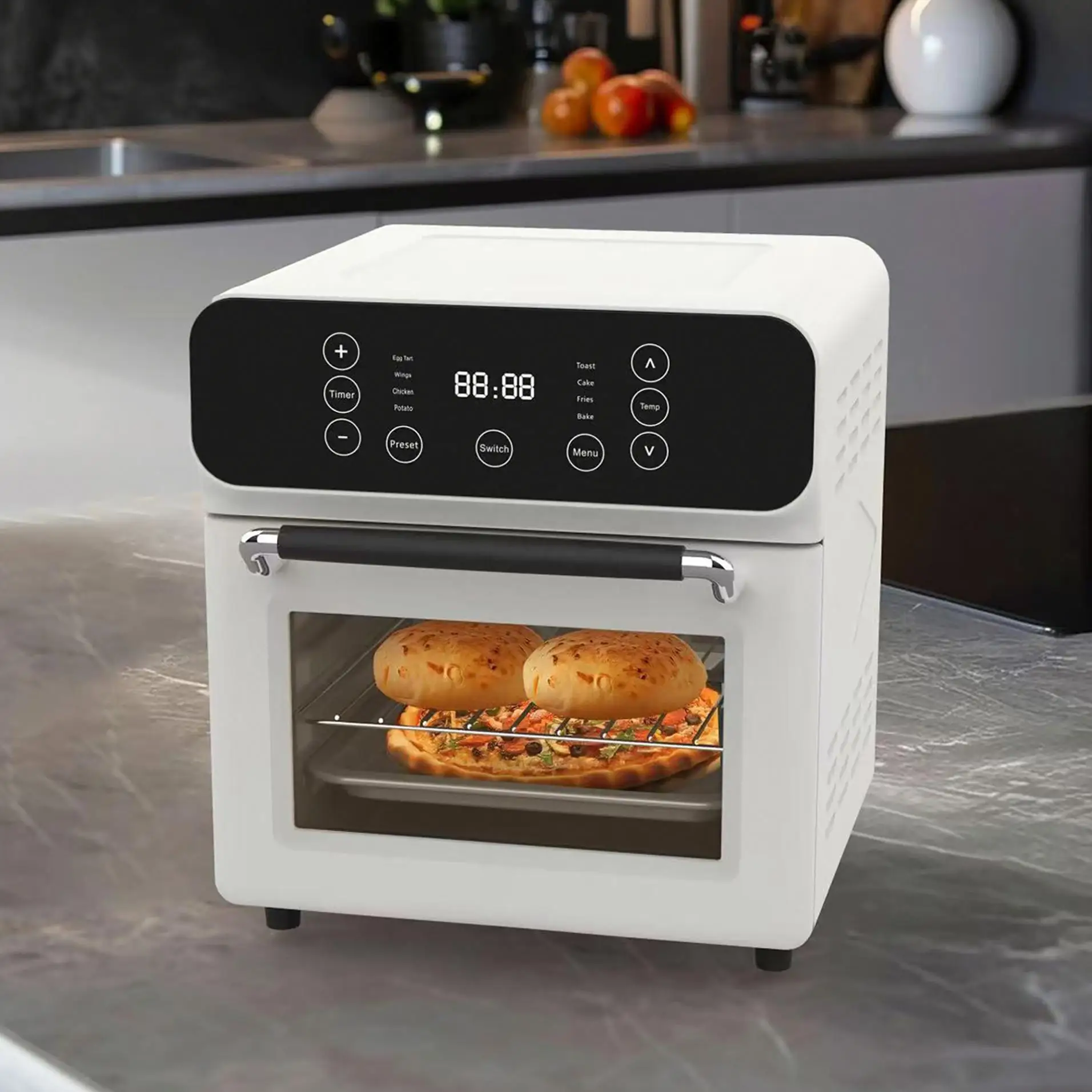Square Plastic Air Fryer Intelligent Multi Function Non-Stick Coating Energy Saving Oil-Free Household Cooker