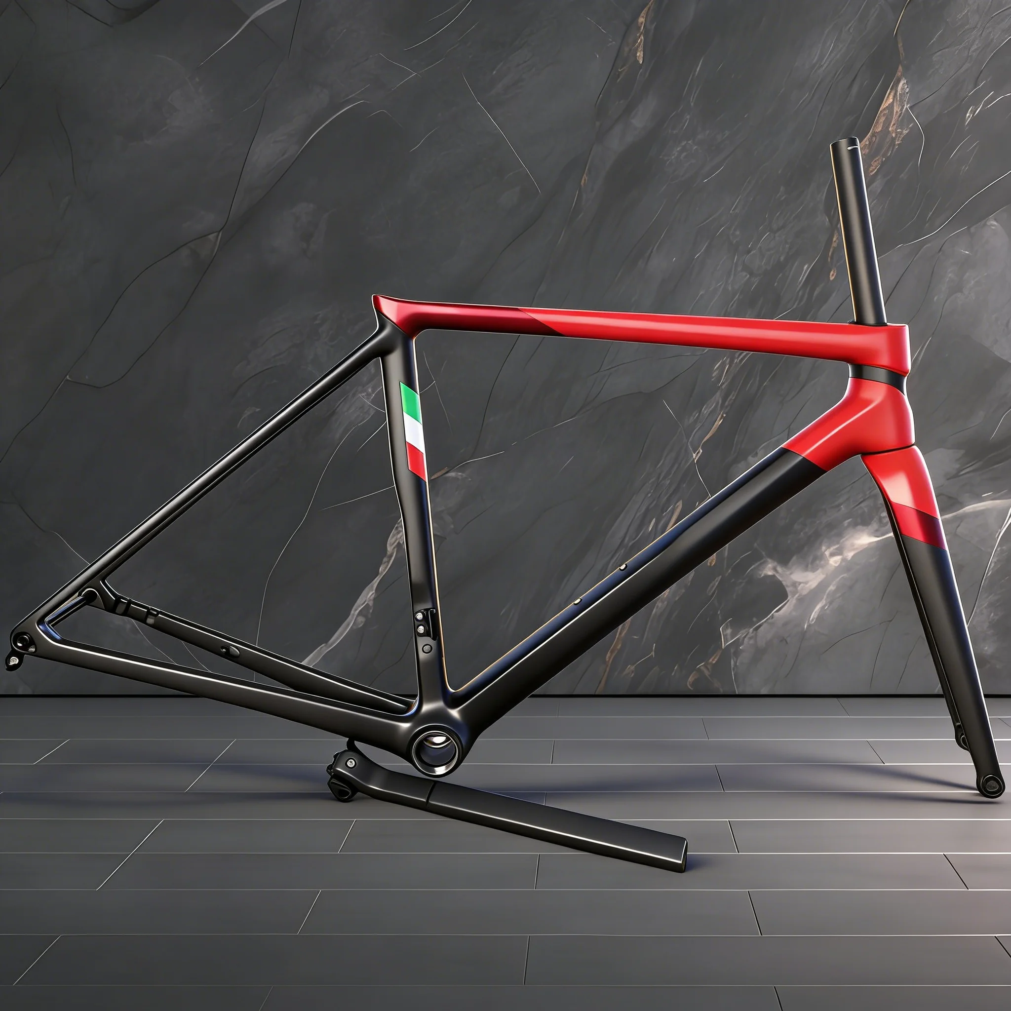 

C68 carbon fiber road bike frame, disc brakes, red and black; T47 full carbon fiber road bike frame, all internal travel.