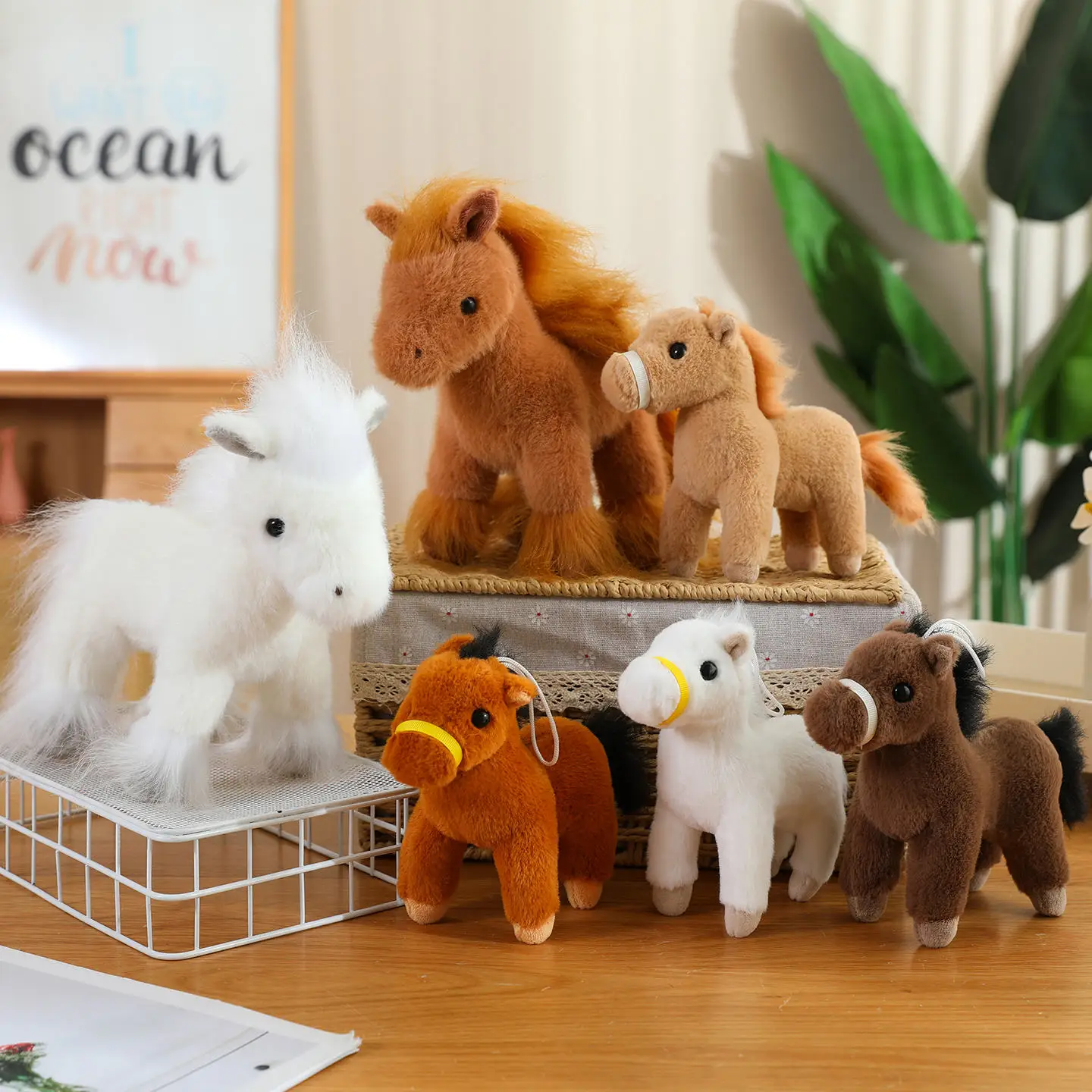 

20cm Lifelike Horse Plush Toy 15cm Pony Plush Pendant Stuffed Animals Horses Toys Classic Birthday for Boy Girl Kid
