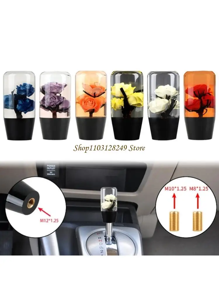 N5KD Unique Crystal Rose Pattern Gear Knob Tradition Car Gear Change Head for Vehicle