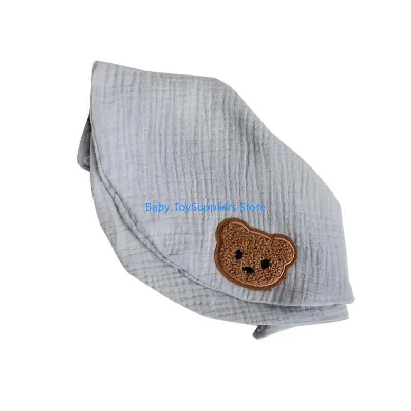 

R1WF Baby Bib Двойной слой хлопчатобумажный слюни для слюни мягкий и дышащий мультипликационный медведь спроектированная ткань 0