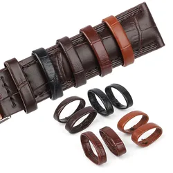 10 pcs Leather Watch Strap Keeper Ring Hoop Loop Black Brown Coffee Watchband Holder Retainer 12/14/16/17/18/19/20/22/24/26mm