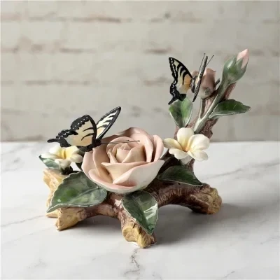 

Pastoral style Porcelain Handmade Ceramics Flower & Bird Miniature Decor Gift Craft Ornament Accessories