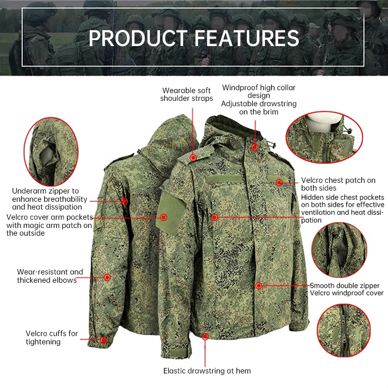 بدلة قتالية للرجال VKBO lv5 EMR بدلة تدريب للصيد في الهواء الطلق ملابس رياضية مقاومة للماء سترة وسراويل مموهة مقاومة للرياح