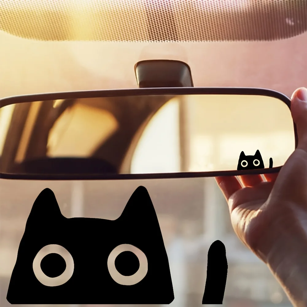 4PCS/SET Cute Peeking Cat Sticker, Waterproof Vinyl Decal for Car Rearview Mirror, Laptop, Window, DIY Decor, Multiple Colors
