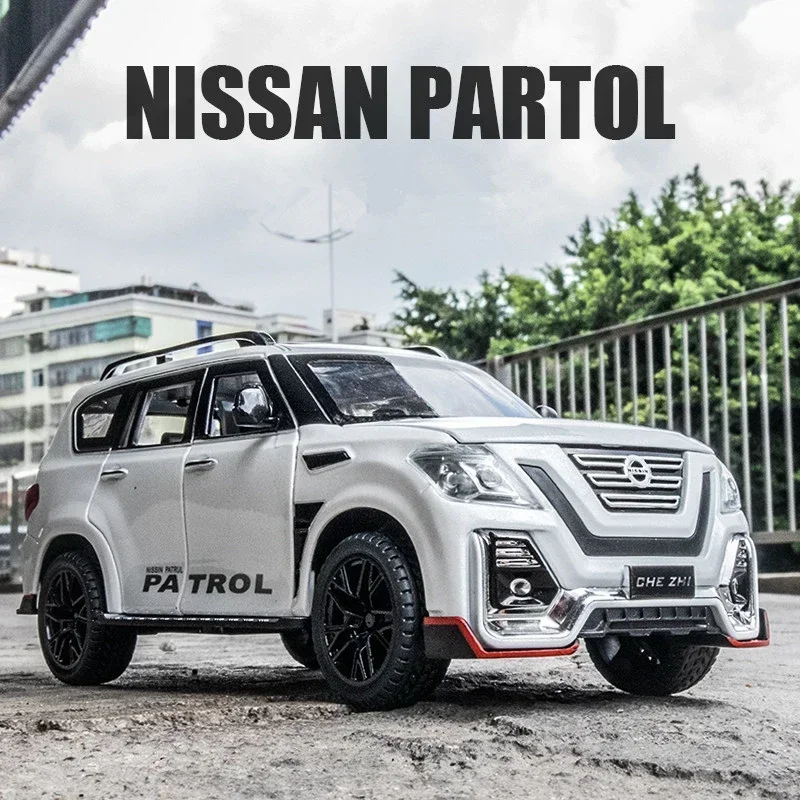 1:24 Nissan Patrol Alloy Car Model Diecasts Metal Toy Modified Off-road Vehicles Model Simulation Sound Light Childrens Toy Gift