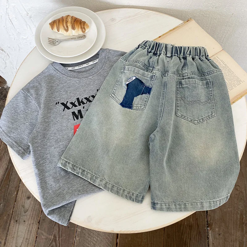 Children's shorts summer 2025 new boys five-point pants summer pants children's jeans