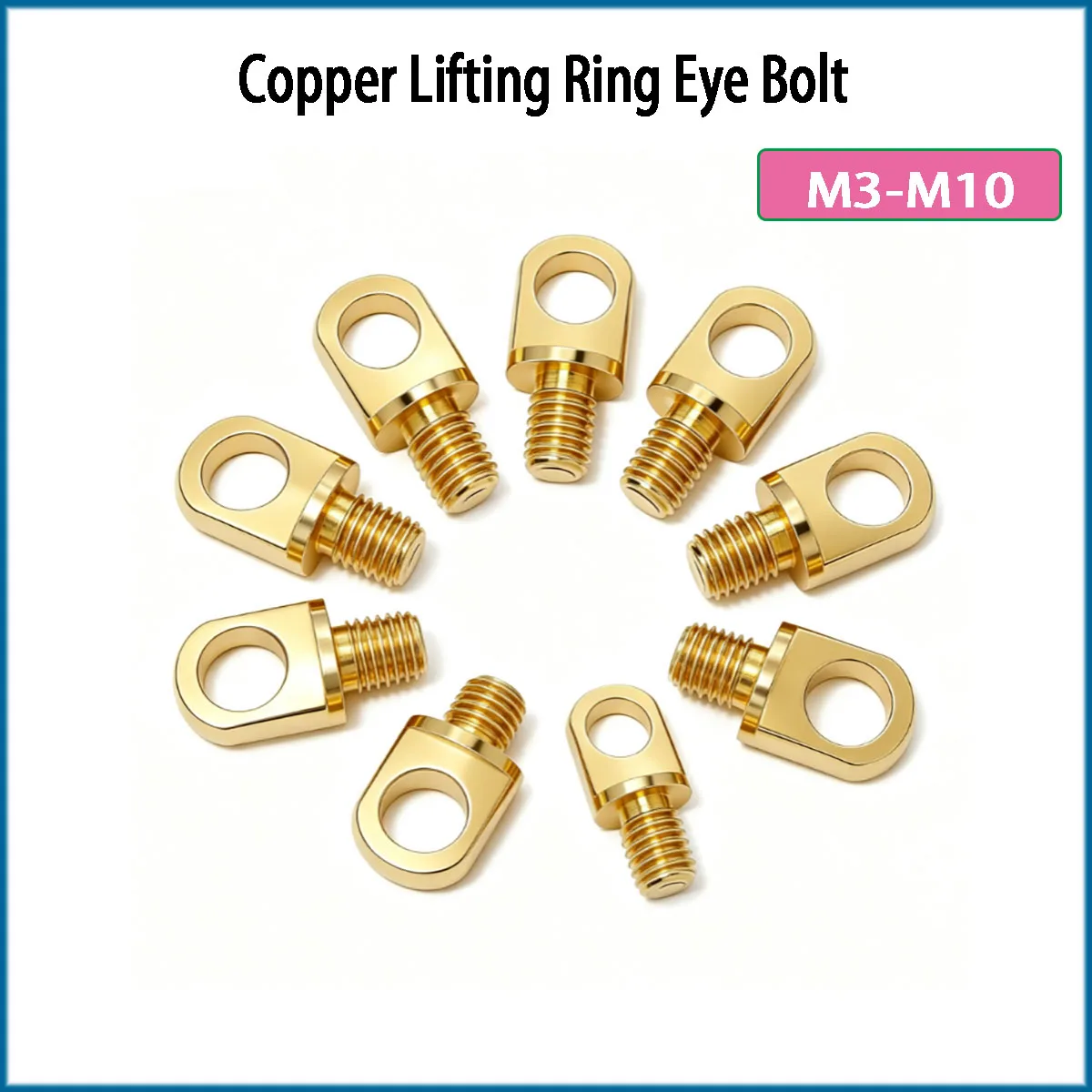 10/50Pcs Brass Lifting Eye Bolt M3-M10 Copper Eye Screw for Wire Rope Lamp Drone Hanging DIY Hardware Accessories