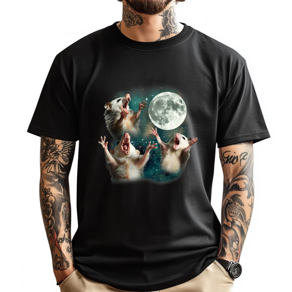 

Three Possum Moon 3 Opossum Funny Weird Cursed Meme Anime T Shirts Sale St Patrick's Day