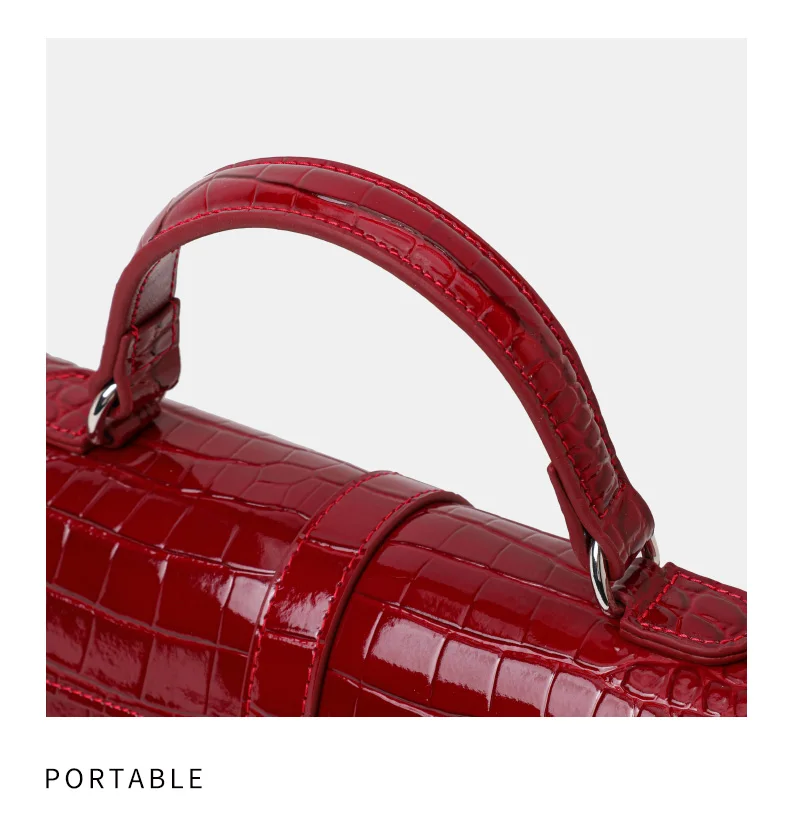Aidrani Damen Echtleder-Umhängetasche mit Klappdeckel - Crossbody- und Schulterstil, Krokodilmuster-Kissen-Tasche – Detail 14