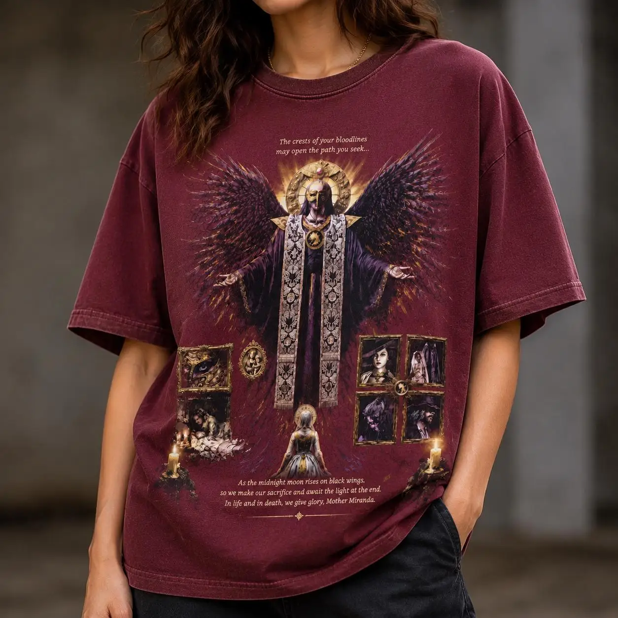 Miranda Mother T-shirt: Gothic Horror RE8 Pattern T-shirt Biohazard Survival Horror Pattern T-shirt Daily Wear  Street Style