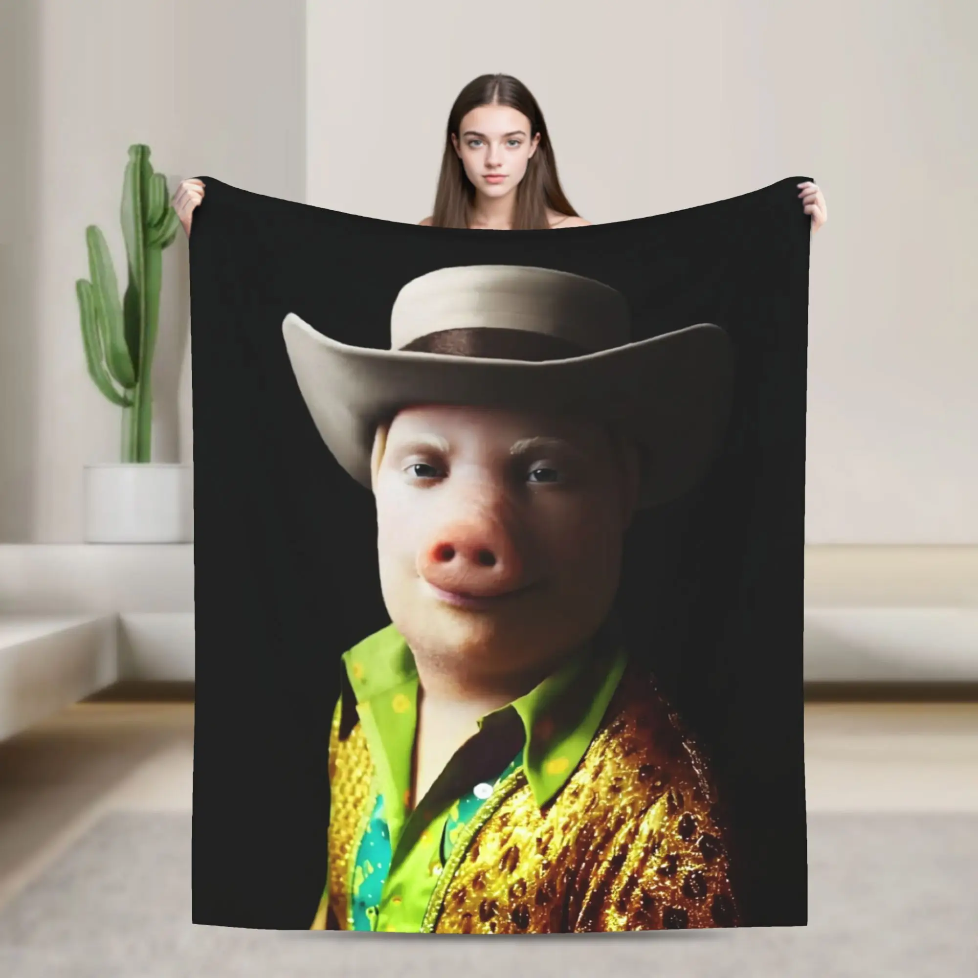 Disco Cowboy John Pork Throw Blanket Warm Casual Blanket  For Outdoor Picnic Flannel Bedspread Bed Cover