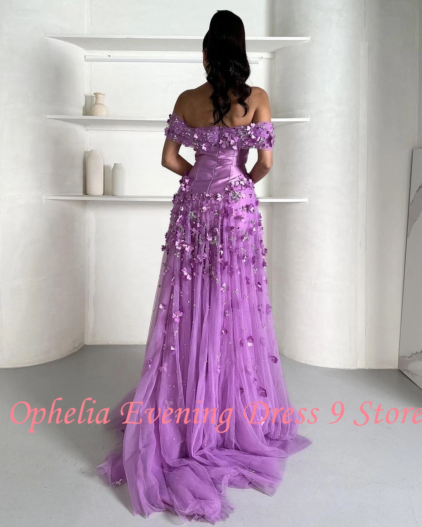 

Customized Exquisite Appliques Crystal Off The Shoulder Satin Modern Sheath Floor Length Boat Neck Short Sleeves платье вечернее