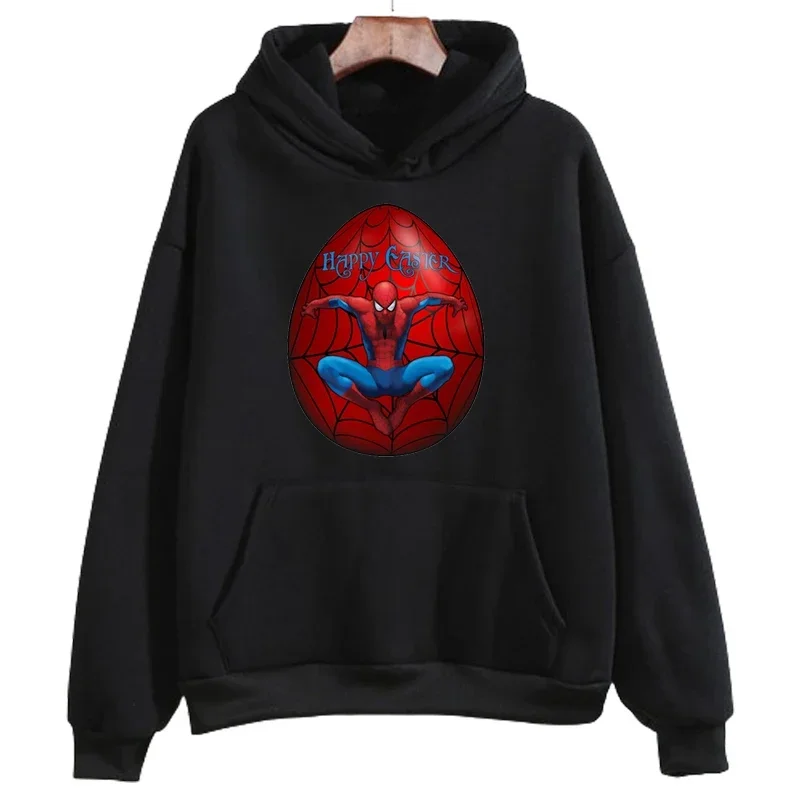 Disney Cartoon Male Sweatshirts Pocket Marvel Spiderman Anime Print Clothing Men Hoodies Autumn Winter Loose Popular Pullover