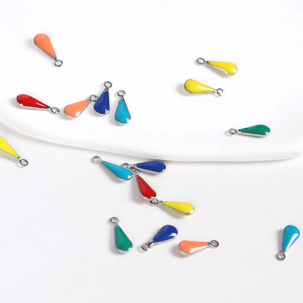 20PCS Stainless Steel Oil Drip Mix Color Water Drip Shape Charms Pendant for DIY Necklace Bracelet Jewelry Making