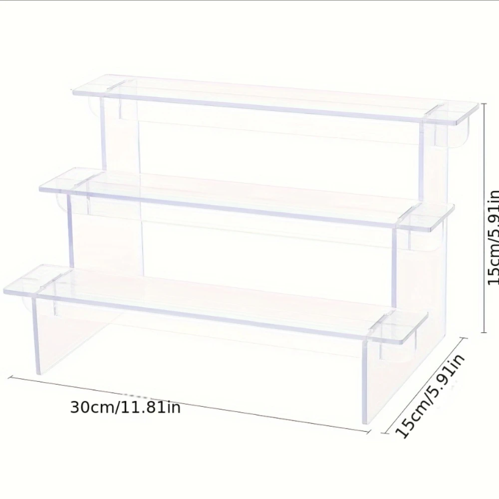 3-5 Tier Acrylic Display Stand Transparent Ladder Display Riser Rack For Cupcake Perfume Jewelry Doll Figures Décor Organizer