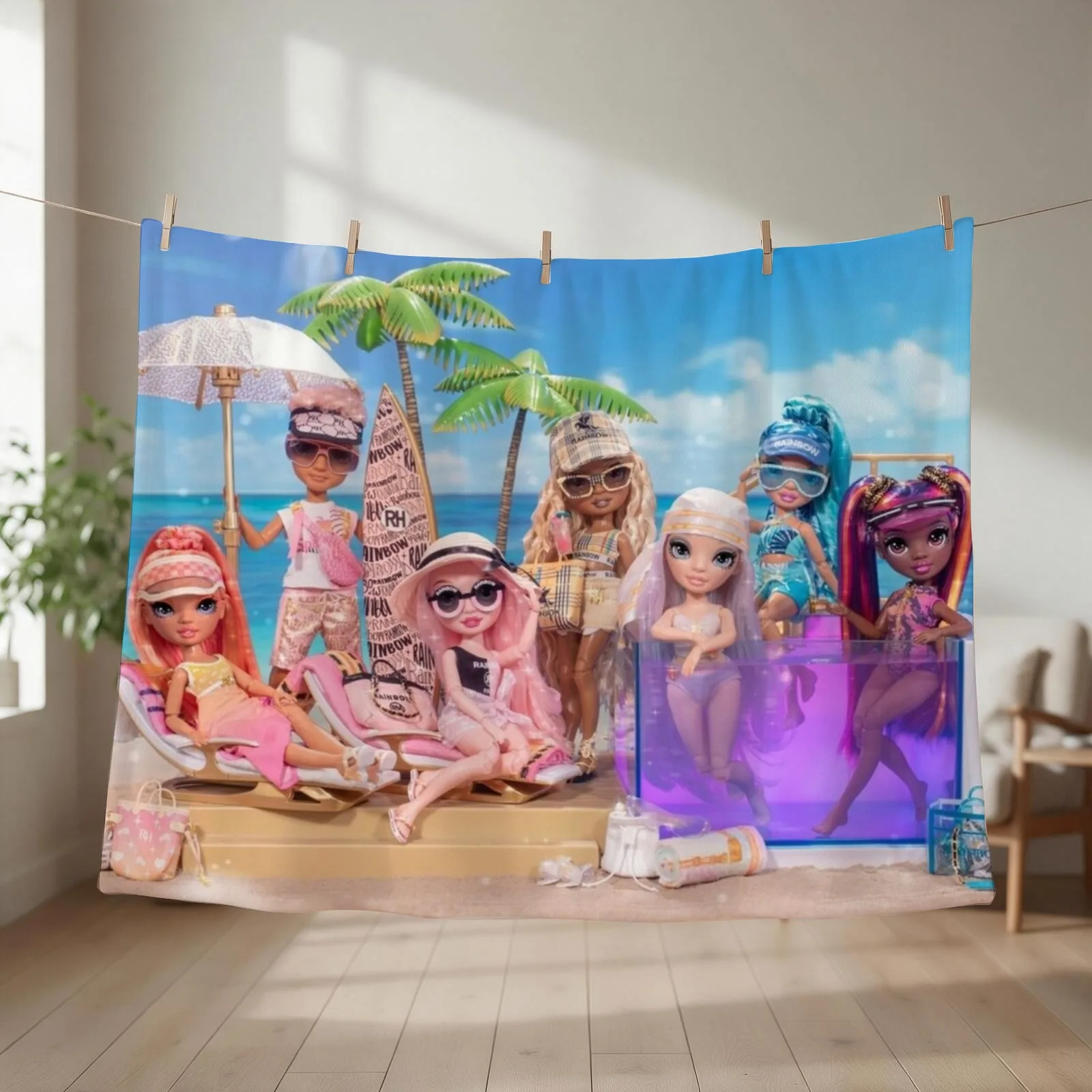 New Rainbow High Pacific Coast line Throw Blanket anime For Sofa Thin Weighted Soft Beds Blankets